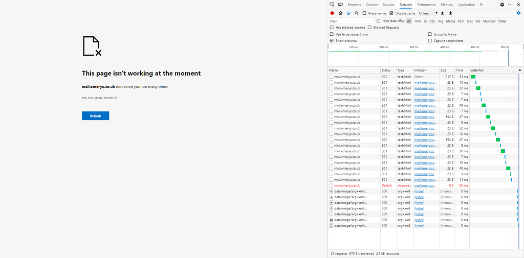 IredMail server returning too many redirects on FQDN through caddy v2.0